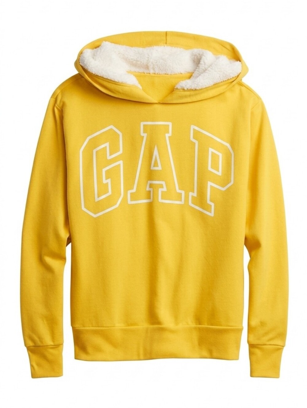 Gap Sherpa Hoodie Logo Sweatshirt Yellow Pullover Fleece Boys Youth Large